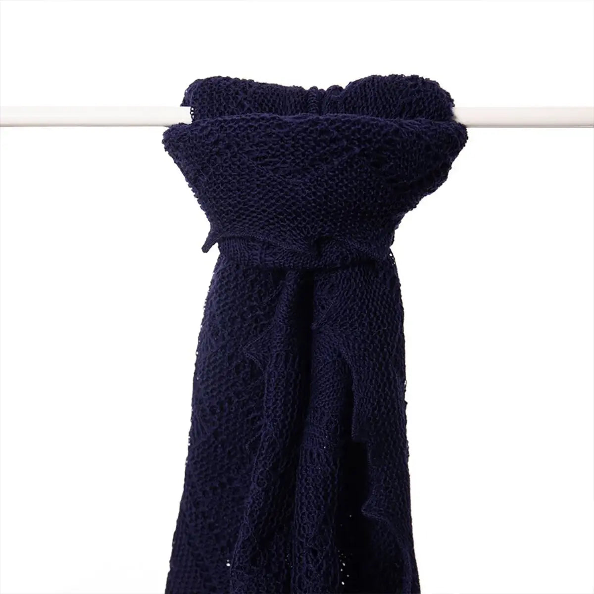 Classic Shetland Style Merino Wool Shawl in Navy