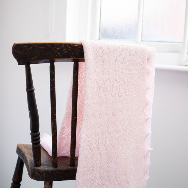 Soft Lacy Baby Shawl Pink Folded