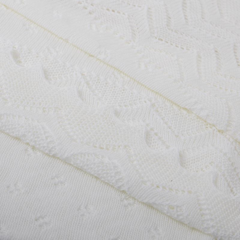 Close up White Lacy Acrylic Receiving Shawl 