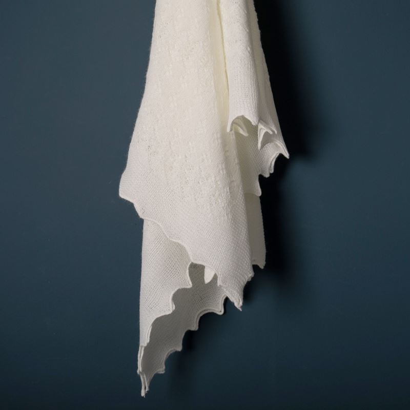flowing soft lacy cream baby shawl 