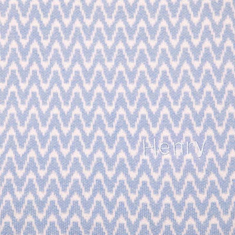 close up blue cashmere personalised baby blanket 
