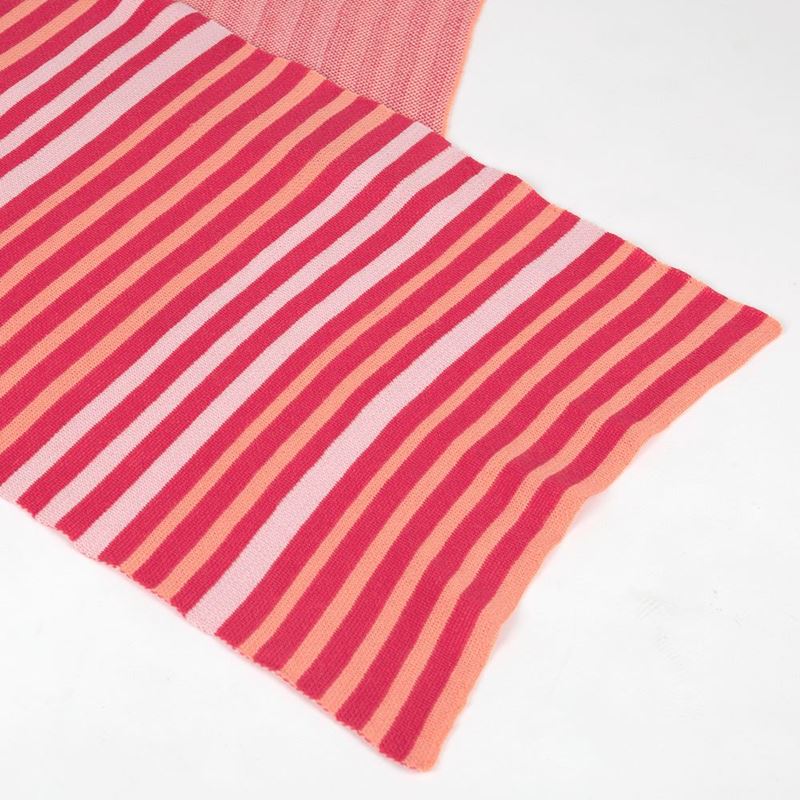 Cashmere & Wool Classic Striped Scarf - Raspberry