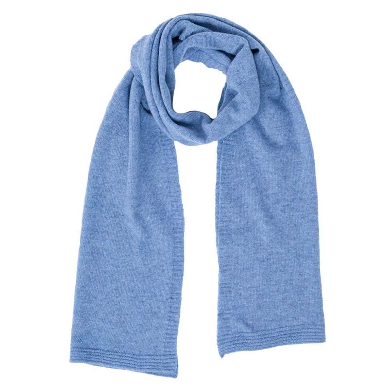 Ladies Lambswool Plain Knit Scarf - Jeans Blue