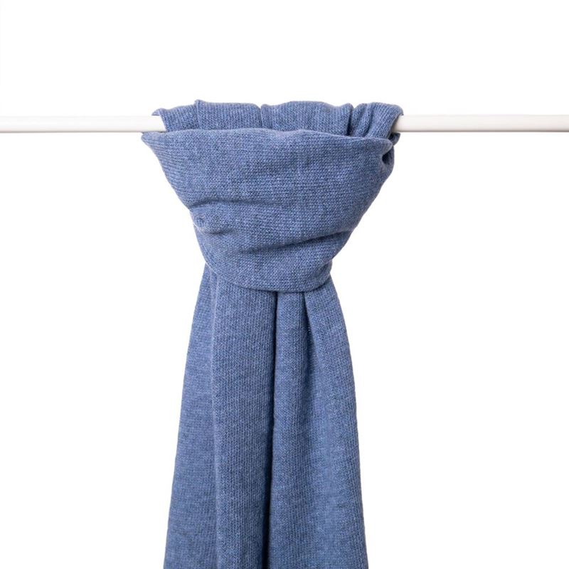 Ladies Lambswool Plain Knit Scarf - Jeans Blue
