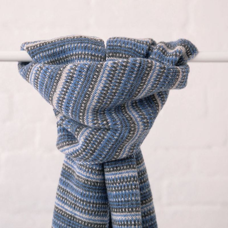 The Burghley - Tweed Jacquard Scarf - Jeans Blue