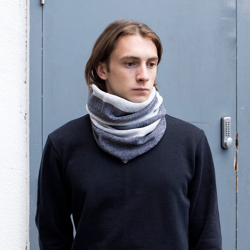 Lambswool Purl Knit Neck Warmer - Navy