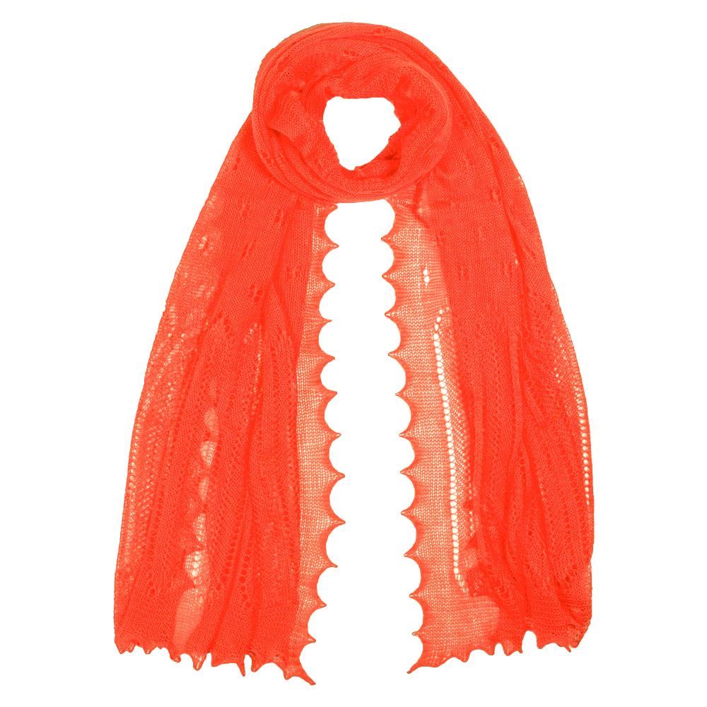 Coral Orange Very Fine Long Silk Scarf