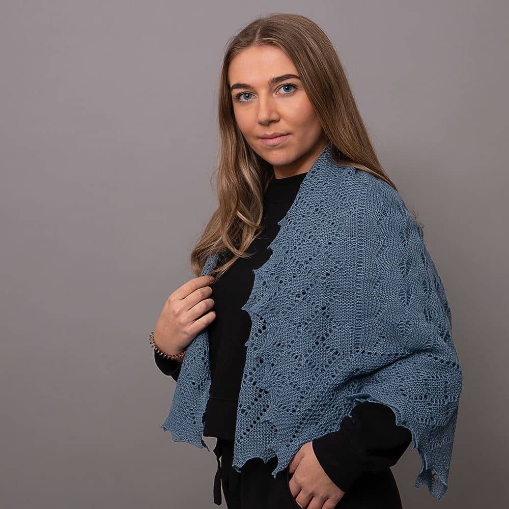 Click for column options
Classic Shetland style merino wool shawl - Slate Blue