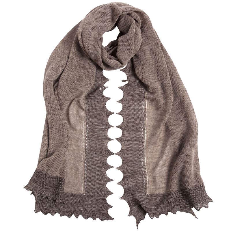 Cashmere And Wool Plain Knit Scarf With Contrast Border