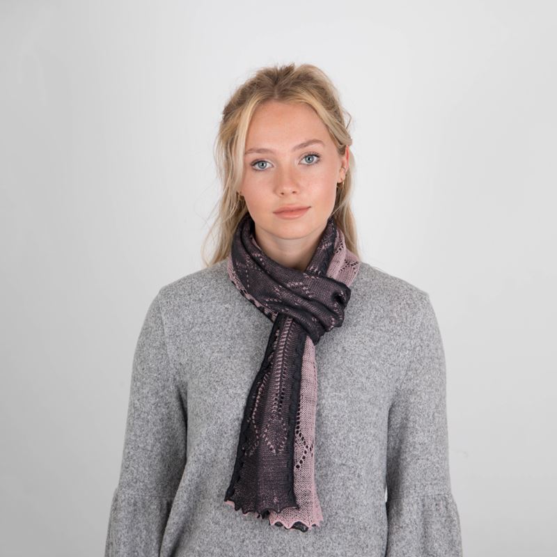 Lace Knitted Two-Tone Reversible Wool Scarf